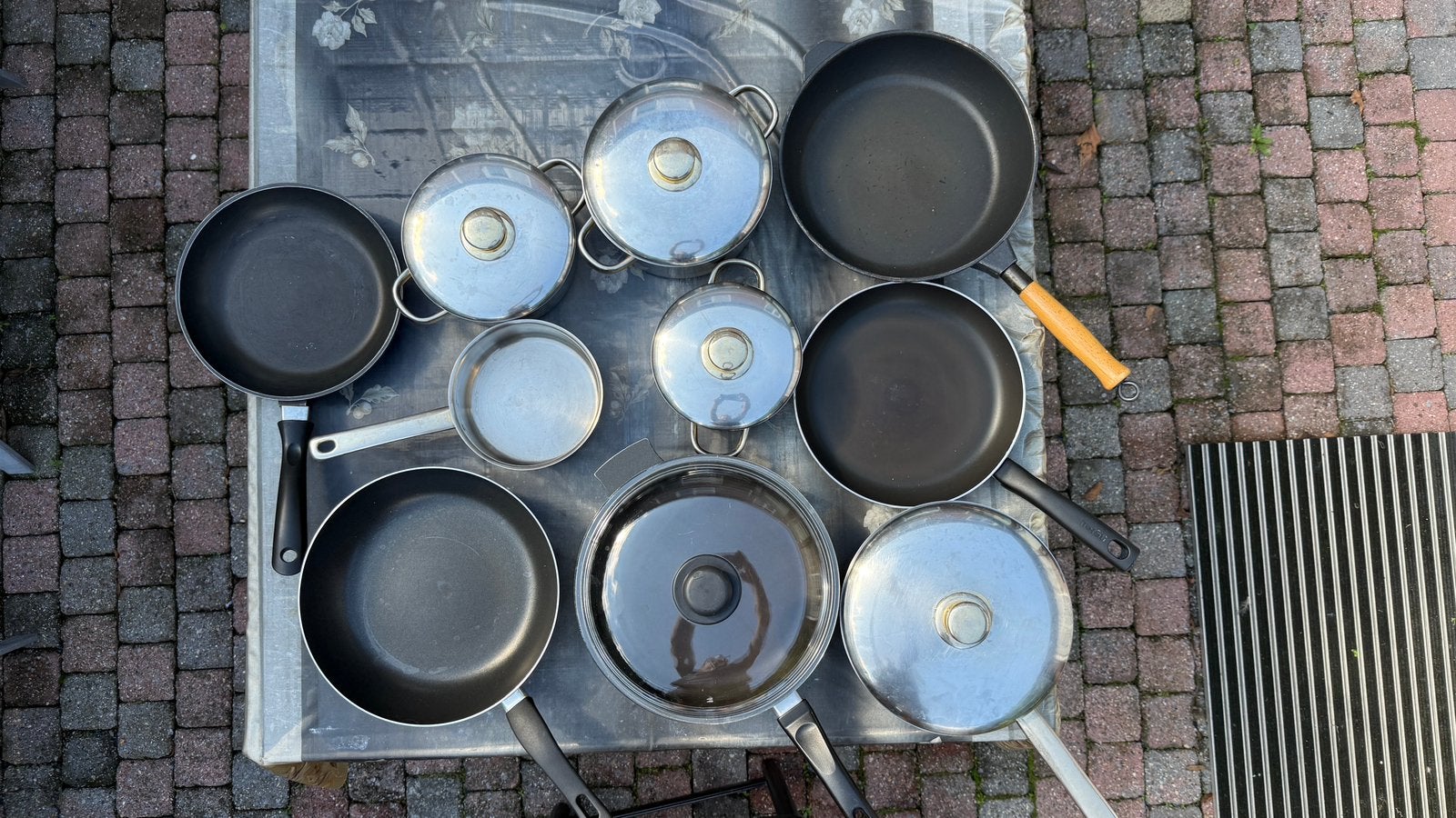 Pannenset - Diverse pannen en potten (gebruikt), Gebruikt, Met deksel, Pannenset, Ophalen of Verzenden