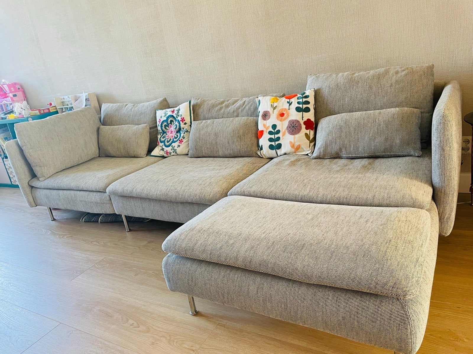 IKEA Söderhamn 4-zitsbank met chaise longue, Ophalen, 250 tot 300 cm, 100 tot 125 cm, Hoekbank