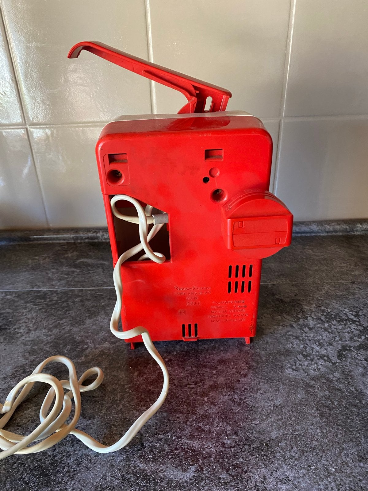 Vintage Moulinex blikopener - Rood en wit, Ophalen of Verzenden, Gebruikt