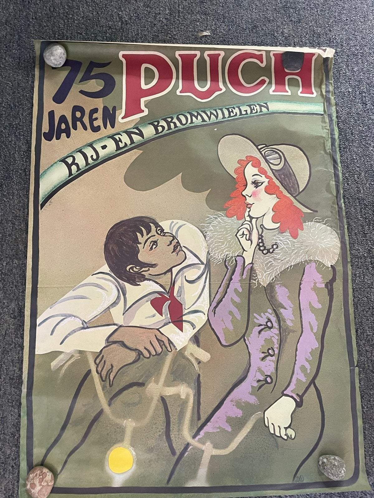 Vintage Puch Poster Jaren '70 - 75 Jaar Rij- en Bromwielen, Ophalen of Verzenden, A1 t/m A3, Reclame, Rechthoekig Staand
