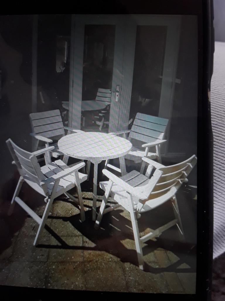 Houten tuinset jaren 60 Harlag, Caravans en Kamperen, Ophalen, Campingstoel