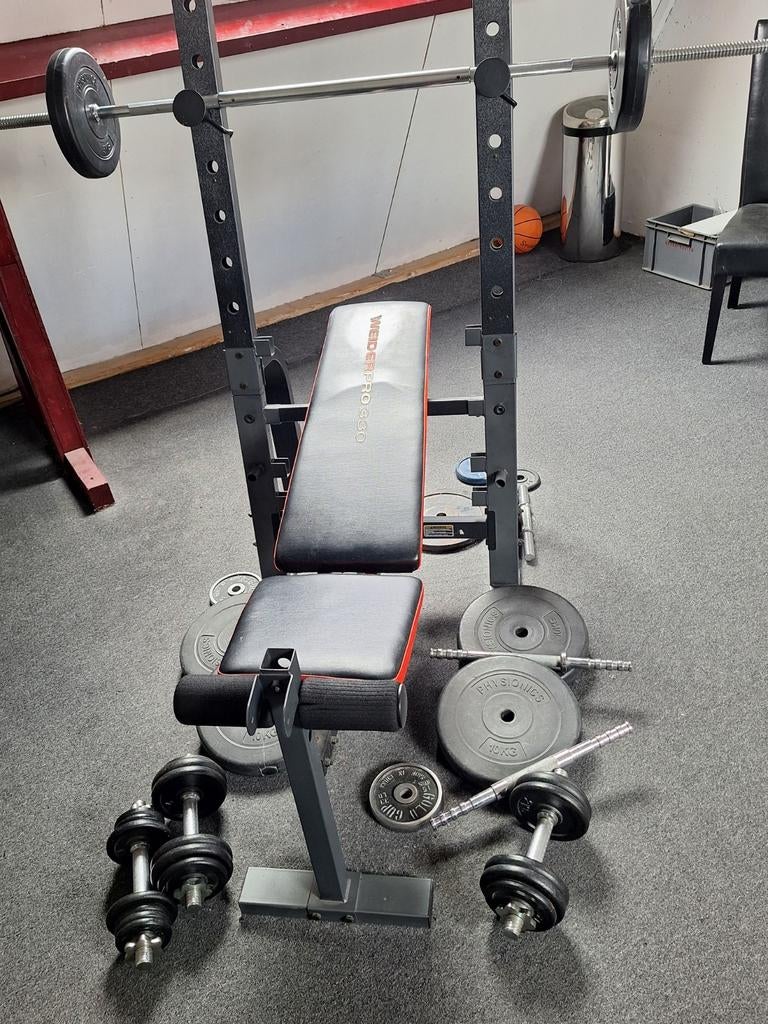 Weider Pro 550 Fitnessbank en gewichten, Ophalen, Gebruikt, Rug, Fitnessbank