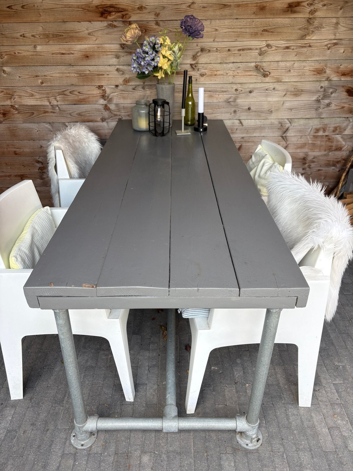 Robuuste tuintafel steigerhout, Ophalen of Verzenden, Gebruikt, Steigerhout, Eettafel