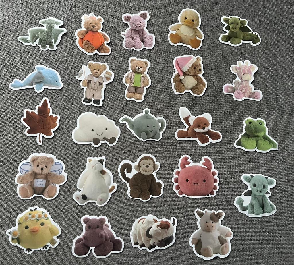 Jellycat knuffel stickers | aap beer kikker vos eend wolk, Verzamelen, Ophalen of Verzenden, Nieuw