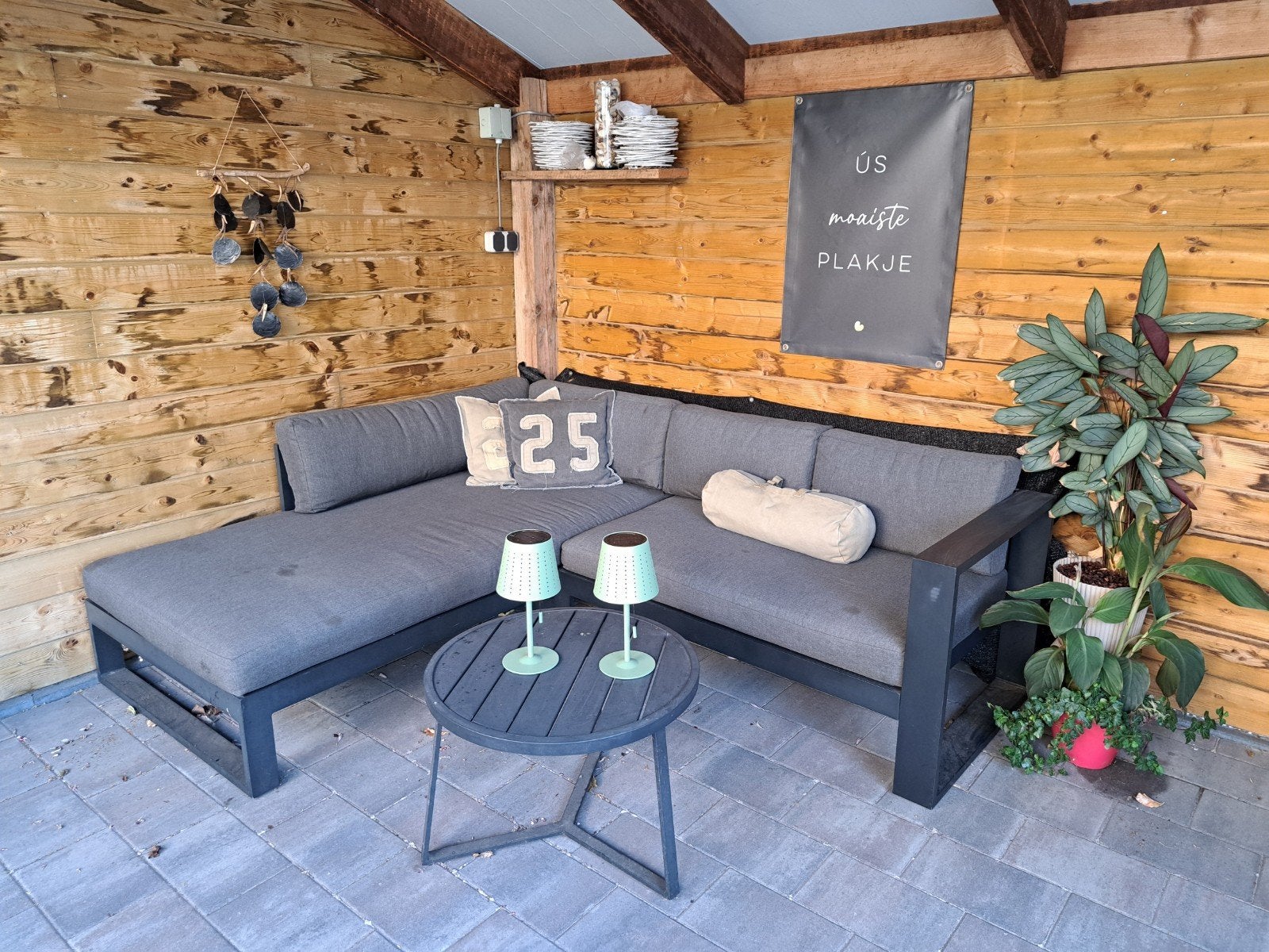 loungeset met kussens en sierkussens, Ophalen of Verzenden, Gebruikt, Aluminium, Loungeset
