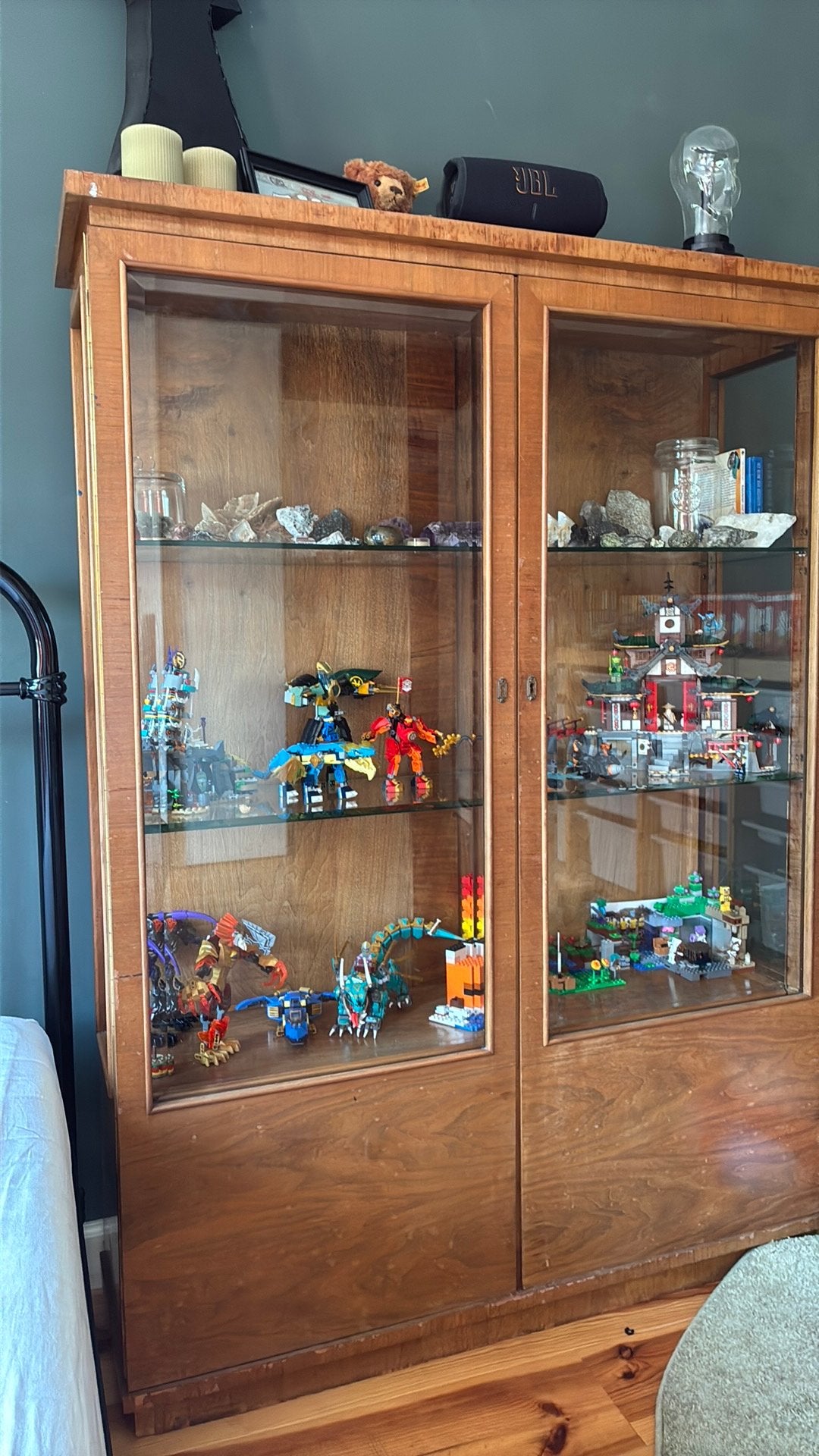 Antieke vitrine, vitrinekast, Ophalen, 100 tot 150 cm, Glas, 150 tot 200 cm