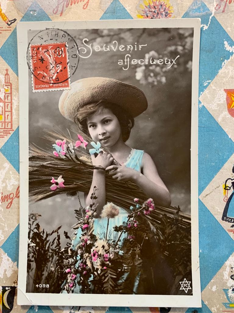 1909 Souvenir affectueux - meisje met korenaren (EL), Ophalen of Verzenden, Voor 1920, Gelopen, Kinderen