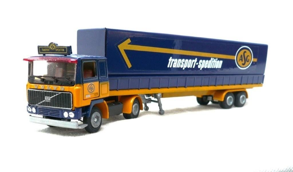 Tekno Volvo F12 + huifoplegger ASG Transport Spedition., Ophalen of Verzenden, Nieuw, Bus of Vrachtwagen, Tekno