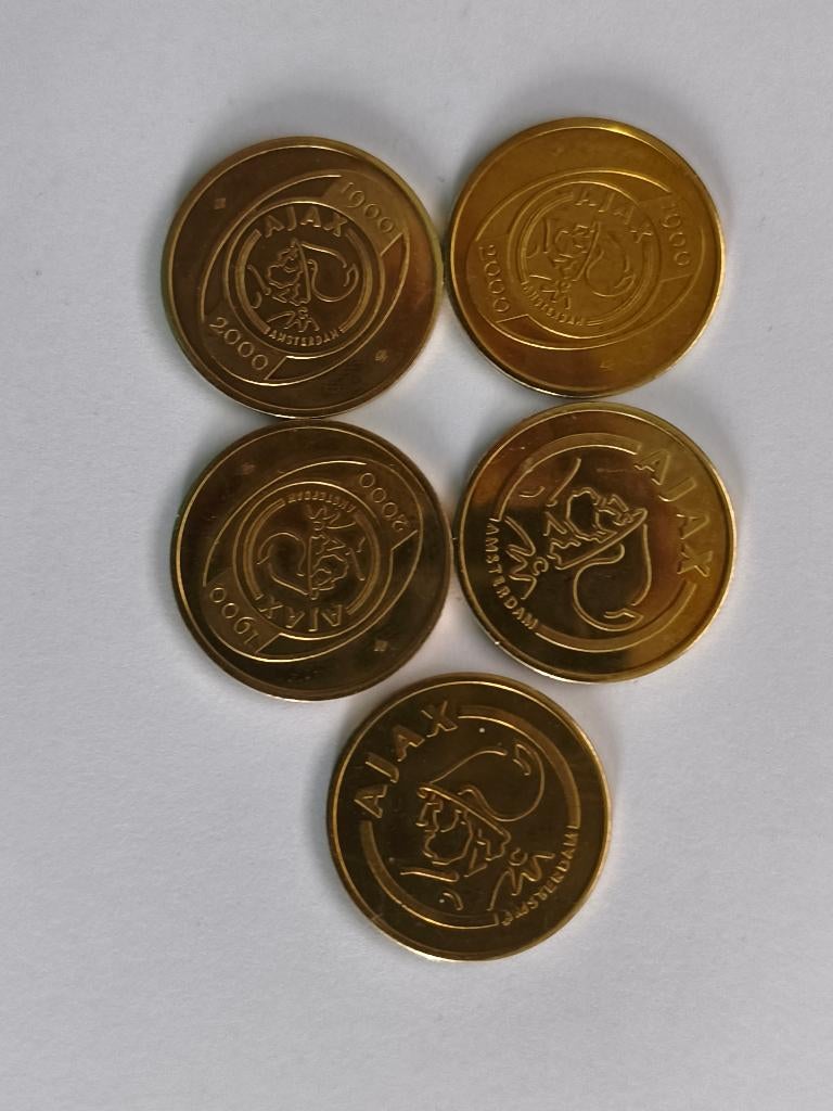 5x ajax  100 jaar voetbal penning, Verzamelen, Ophalen of Verzenden, Zo goed als nieuw, Ajax