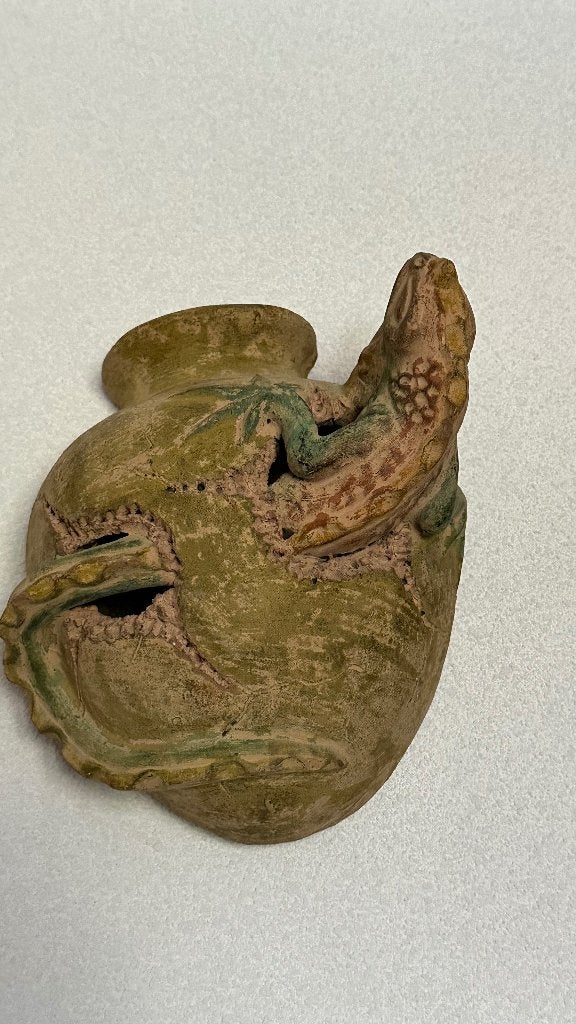 Mexicaans Lizzard gebakken van klei, 25 cm, Zo goed als nieuw, Natuurlijk materiaal, Met ophangsysteem