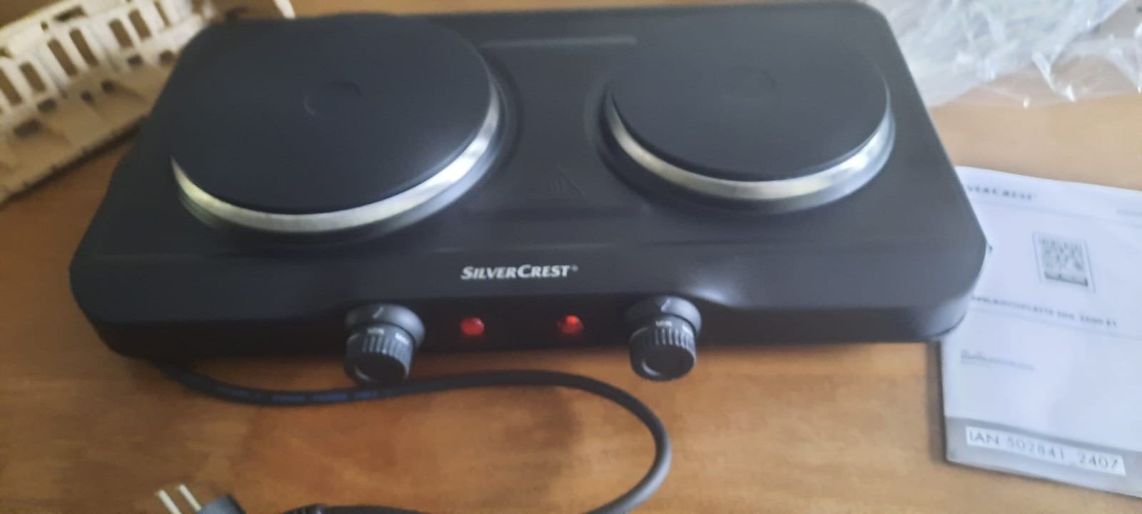 SilverCrest Dubbele Kookplaat - Elektrisch en Draagbaar, Witgoed en Apparatuur, Ophalen, Nieuw, 3 kookzones of minder, Vrijstaand