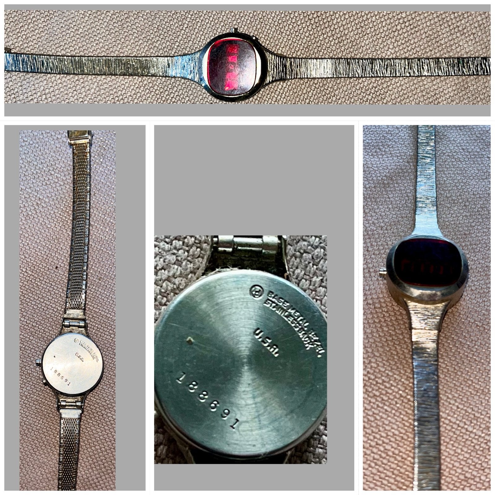 Vintage 1970s Space Age LED Dames Horloge • USA • Zeldzaam, Overige merken, Staal, Polshorloge, 1960 of later