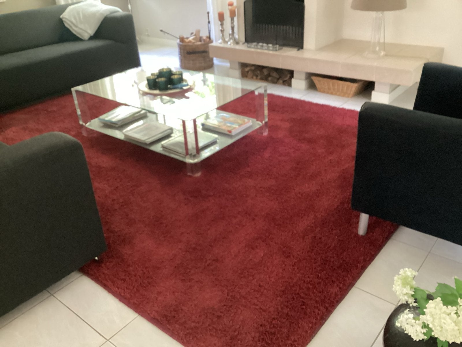 Hoogpolig Desso vloerkleed - 3,50x2,50m, omzoomd, Ophalen, Gebruikt, Rood, Rechthoekig