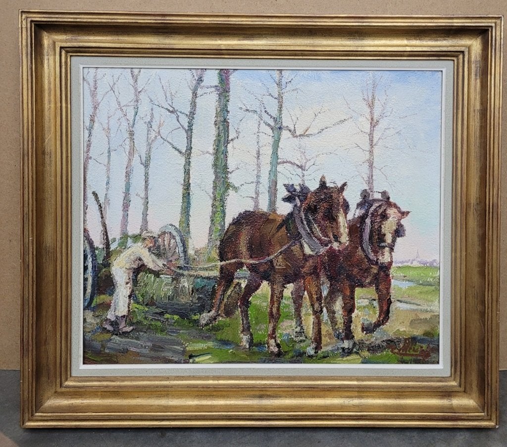 Joseph TILLEUX, paardenkracht, Ophalen of Verzenden, Gesigneerd