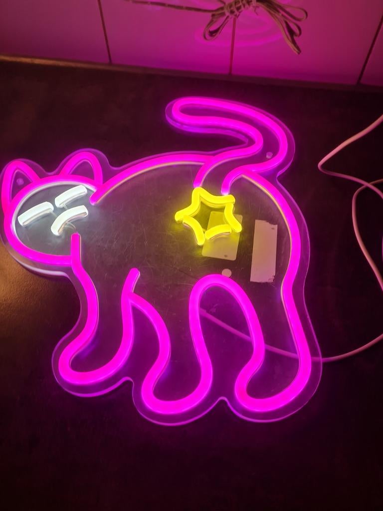 Neon lamp 'ster kont kat' met dimbare schakelaar, Ophalen, Nieuw, Modern, Speels, Neon
