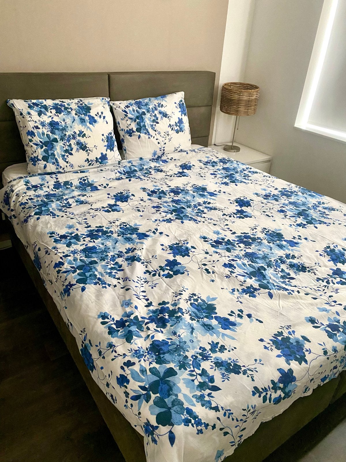 Meradiso Dekbedovertrek met blauwe bloemen, Gebruikt, Blauw, Dekbedovertrek, Katoen