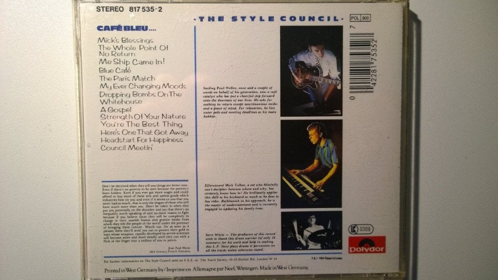 The Style Council - Café Bleu, Cd's en Dvd's, Ophalen of Verzenden, 1980 - 1989, Zo goed als nieuw