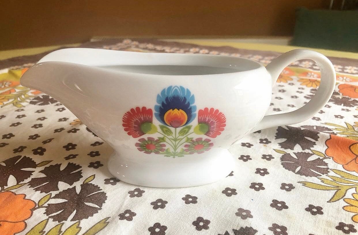 Retro vintage juskom met bloemen, keramiek, Keramiek, Overige typen, Ophalen of Verzenden, Zo goed als nieuw