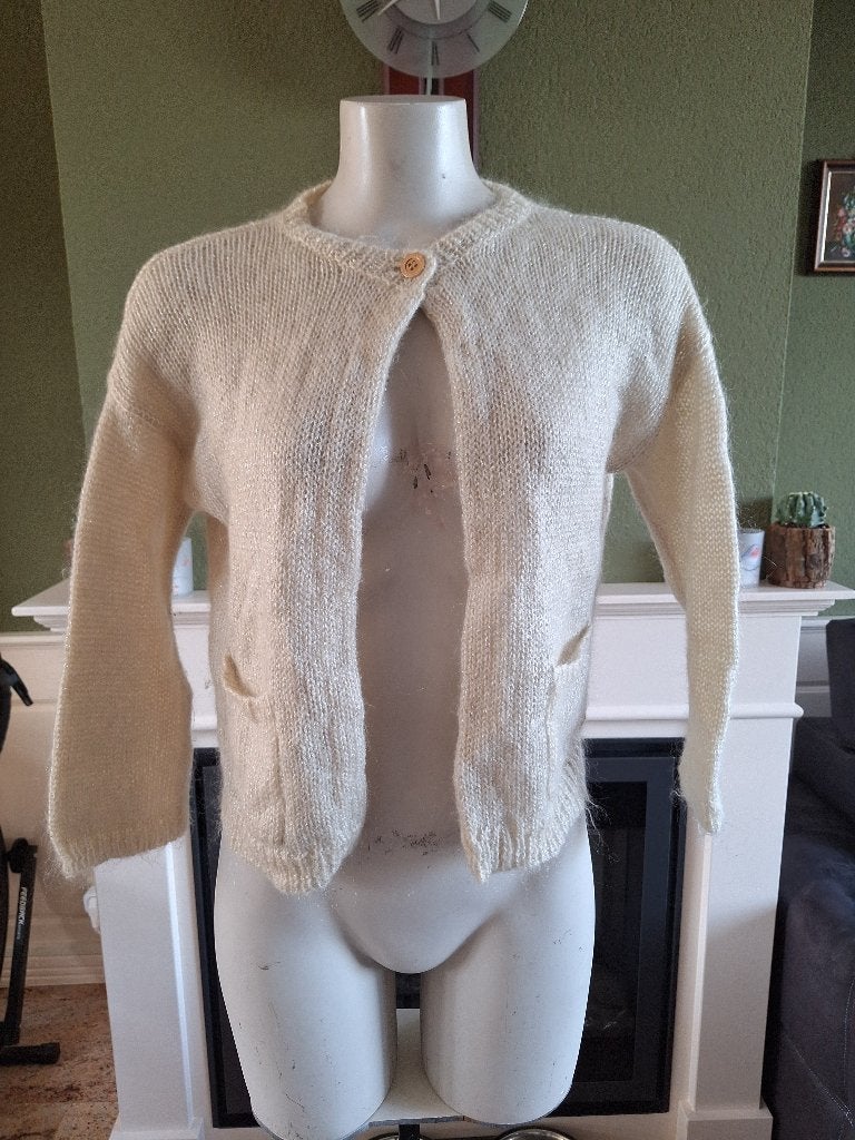 Xandres warm vestje wol mohair S 36 zilverdraad cardigan, Overige kleuren, Verzenden, Maat 42/44 (L), Zo goed als nieuw
