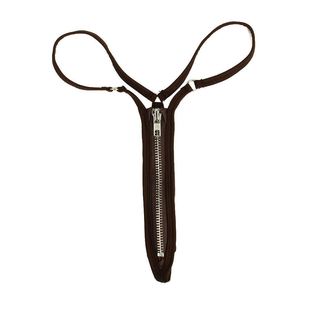 Dames g-string met rits bruine rode lingerie sexy vrouwen, Verzenden, Overige kleuren, String