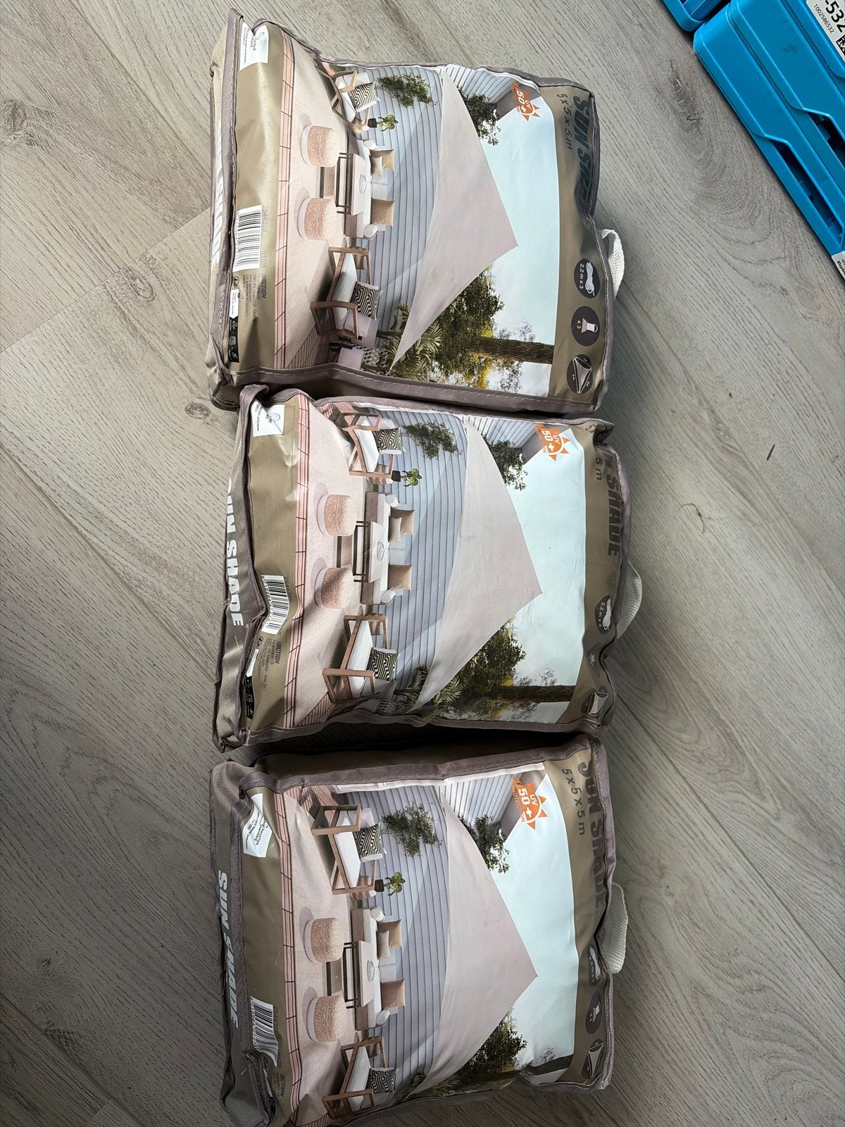 3x scahduw doek tarp  Sun Shade Zonnedoek 5x5x5m - UV 50+, Ophalen of Verzenden, Nieuw