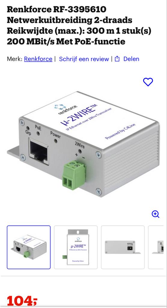 Renkforce RF-3395610 Netwerkuitbreiding 2-draads PoE, Ophalen of Verzenden, Nieuw