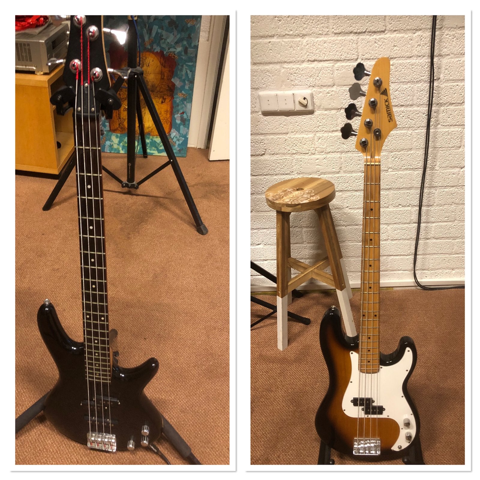 Basgitaren te koop, Samick en Ibanez Soundgear, Ophalen, Gebruikt, Elektrisch