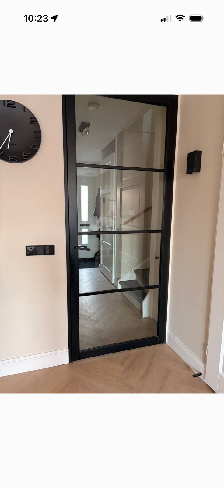 Houten deur met staallook, Ophalen, 215 cm of meer, Binnendeur, Glas