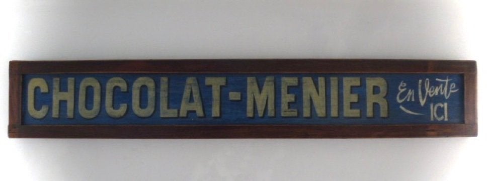 Groot houten reclame bord Chocolat-Menier/Cacao/chocolaterie, Verzamelen, Reclamebord, Ophalen of Verzenden, Zo goed als nieuw