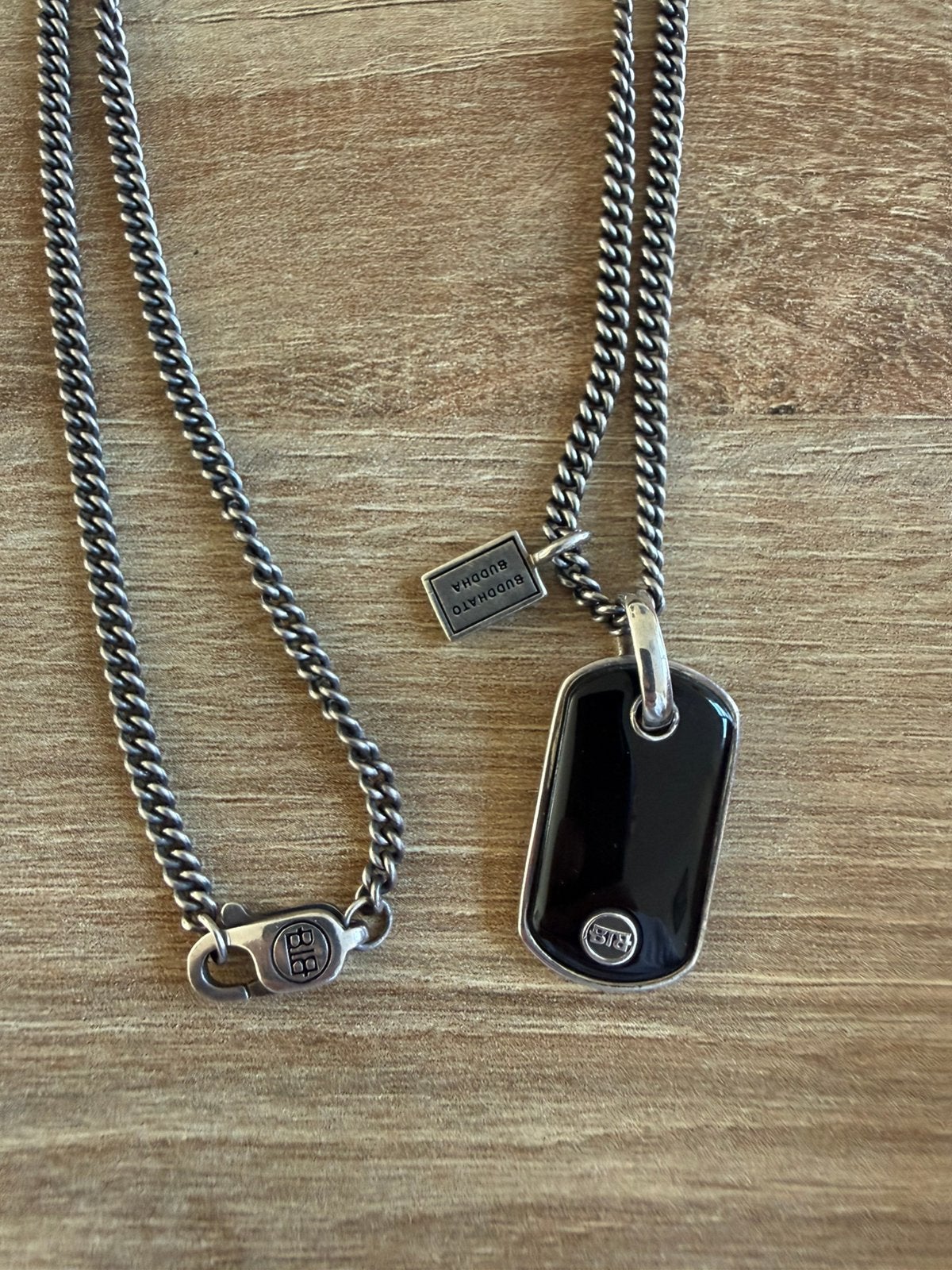 Buddha to Buddha essentials ketting 75cm met onyx pendant, Met hanger, Verzenden, Zo goed als nieuw, Zilver