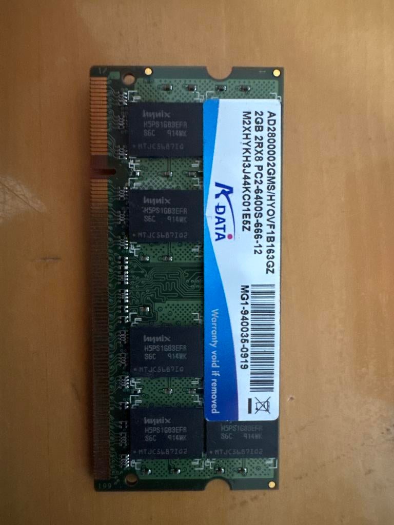 K-DATA 2GB DDR2 RAM Geheugen PC2-6400S-666-12, Gebruikt, Server, Ophalen of Verzenden, DDR2