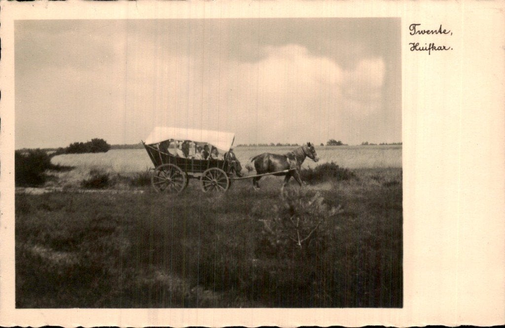 Twente - Huifkar - Paard en huifkar, Ophalen of Verzenden, 1920 tot 1940, Ongelopen, Overijssel