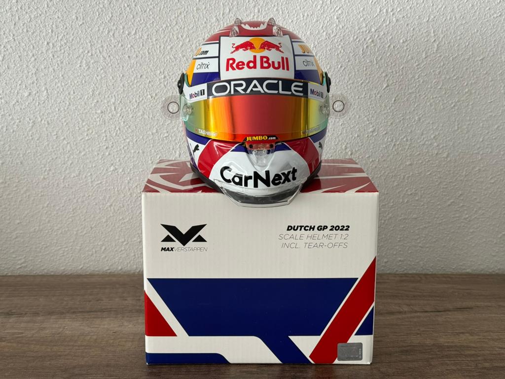 🟧 Max Verstappen 1:2 helm Zandvoort 2022 incl. tear-offs, Ophalen of Verzenden, Zo goed als nieuw, Formule 1