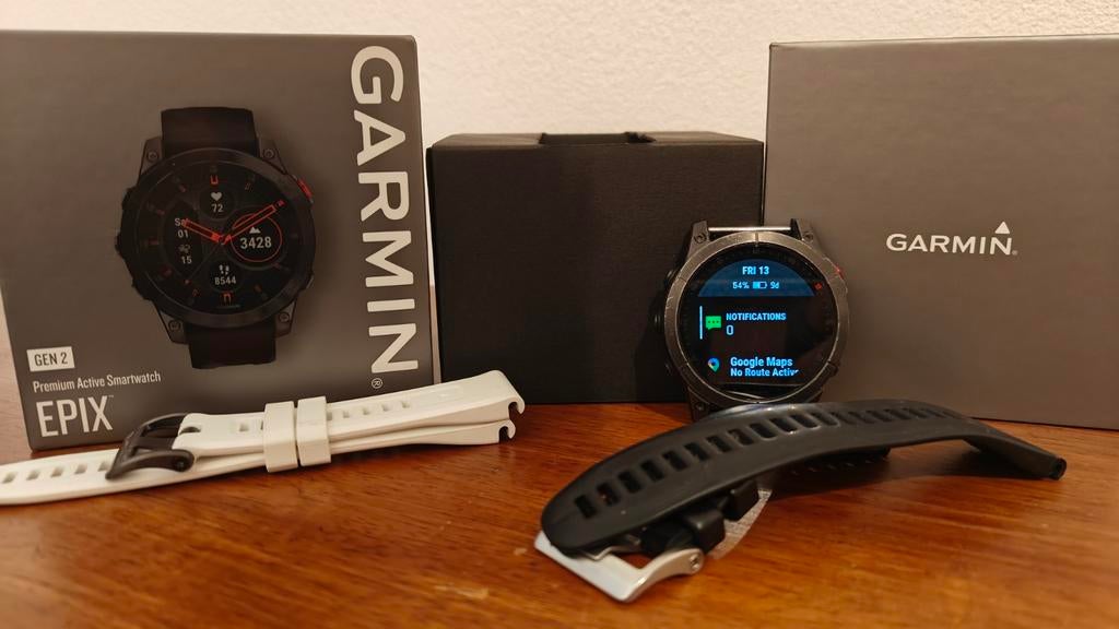 Garmin Epix Gen2 (Sapphire Titanium 47mm), Sieraden, Tassen en Uiterlijk, Smartwatches, GARMIN, Gebruikt, Zwart, Ophalen of Verzenden