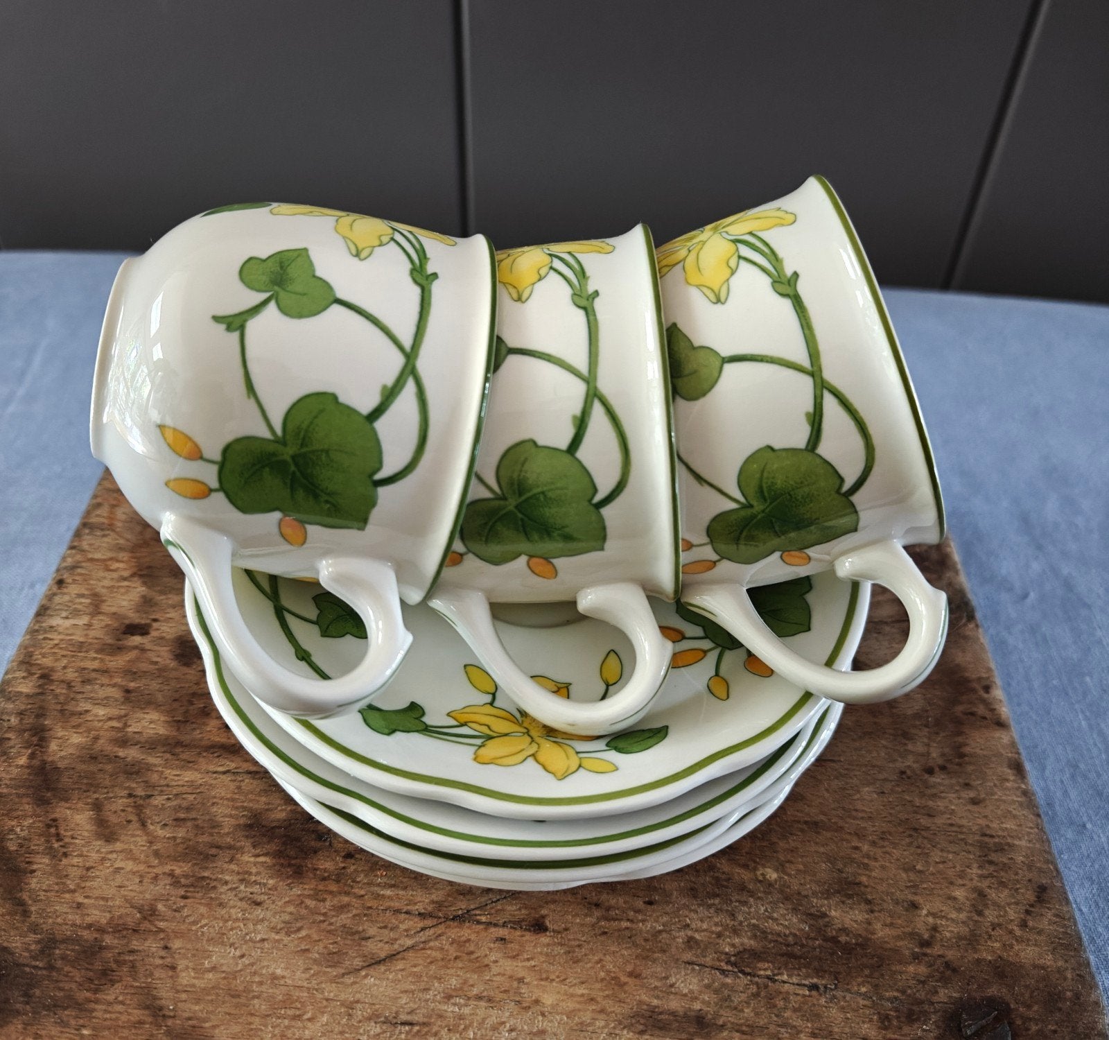 Villeroy en Boch geranium kop& schotel 3x, Huis en Inrichting, Keuken | Servies, Ophalen of Verzenden, Zo goed als nieuw, Overige stijlen