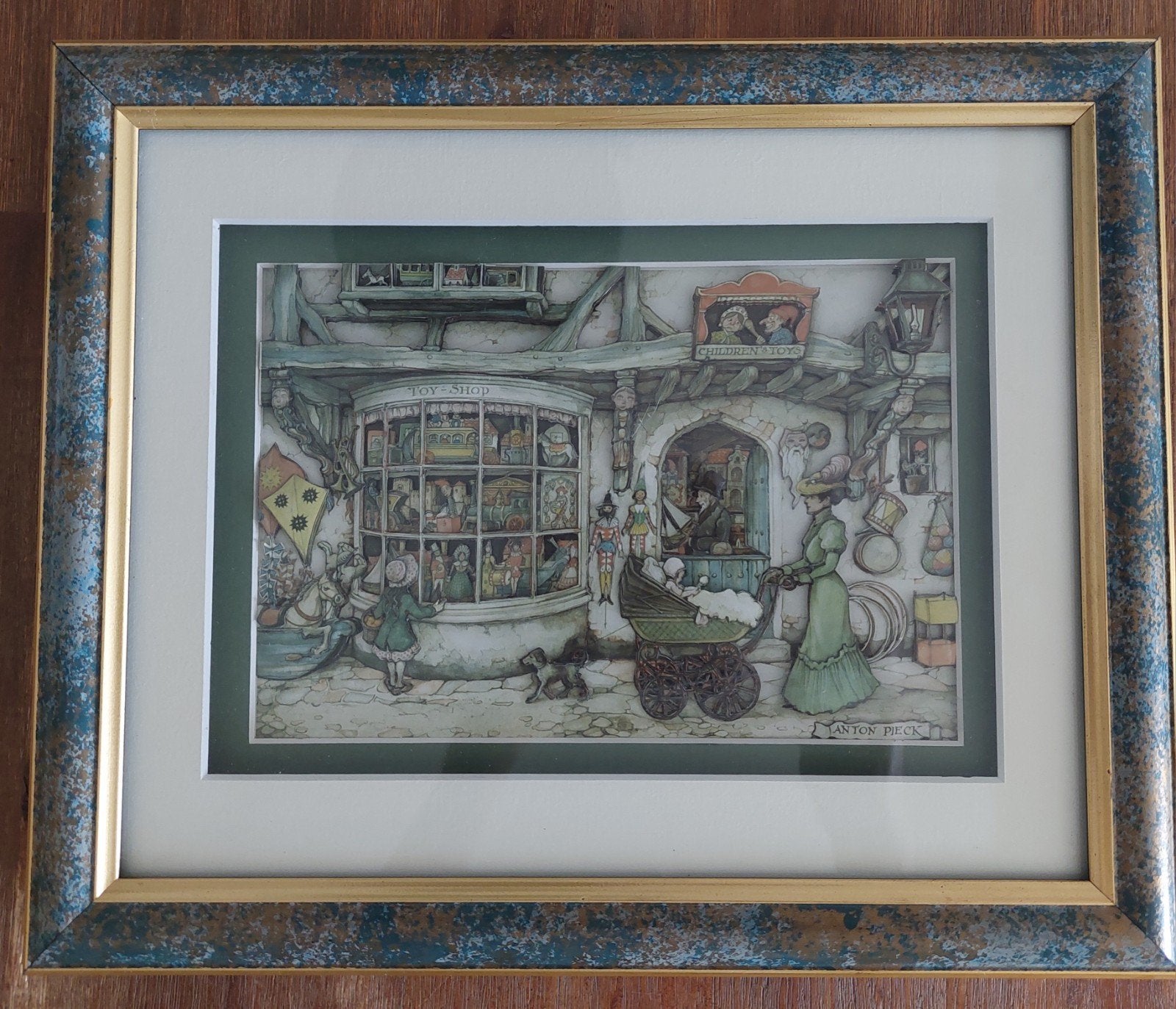 Anton Pieck - De Speelgoedwinkel (ingelijst), 50 – 75, Minder dan 50 cm, Gebruikt, Oorspronkelijke maker