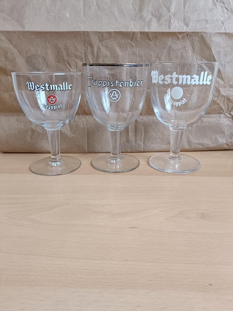 3 Westmalle Trappist glazen, Verzamelen, Ophalen of Verzenden, Zo goed als nieuw, Glas of Glazen, Overige merken