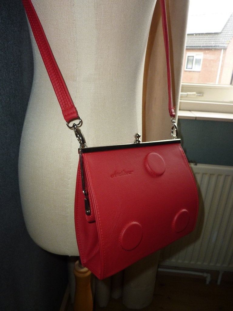 Artivo vriabele rode tas echt rundleer nieuw, Verzenden, Nieuw, Rood, Leer