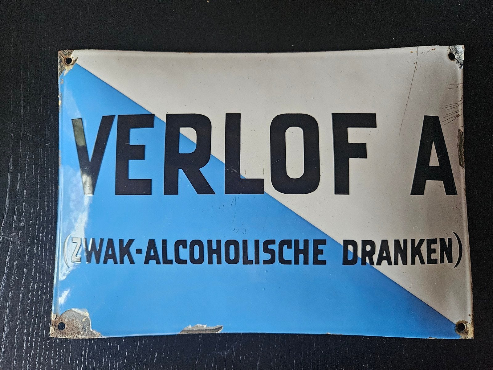 Emaille bord Verlof A - Zwak-alcoholische Dranken, Ophalen of Verzenden