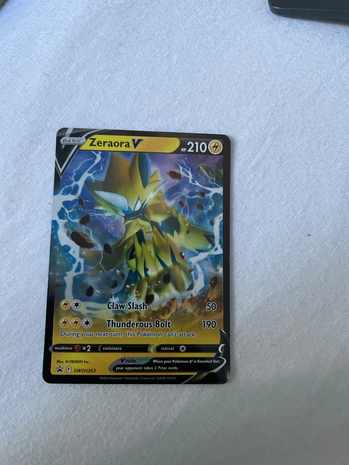Zeraora V Pokémon kaart SWSH263 - Zo goed als nieuw, Ophalen of Verzenden, Zo goed als nieuw, Losse kaart