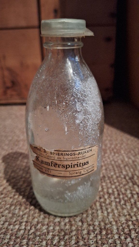 Oud Drogisterijflesje Kamferspiritus, Ophalen, Huis en Inrichting