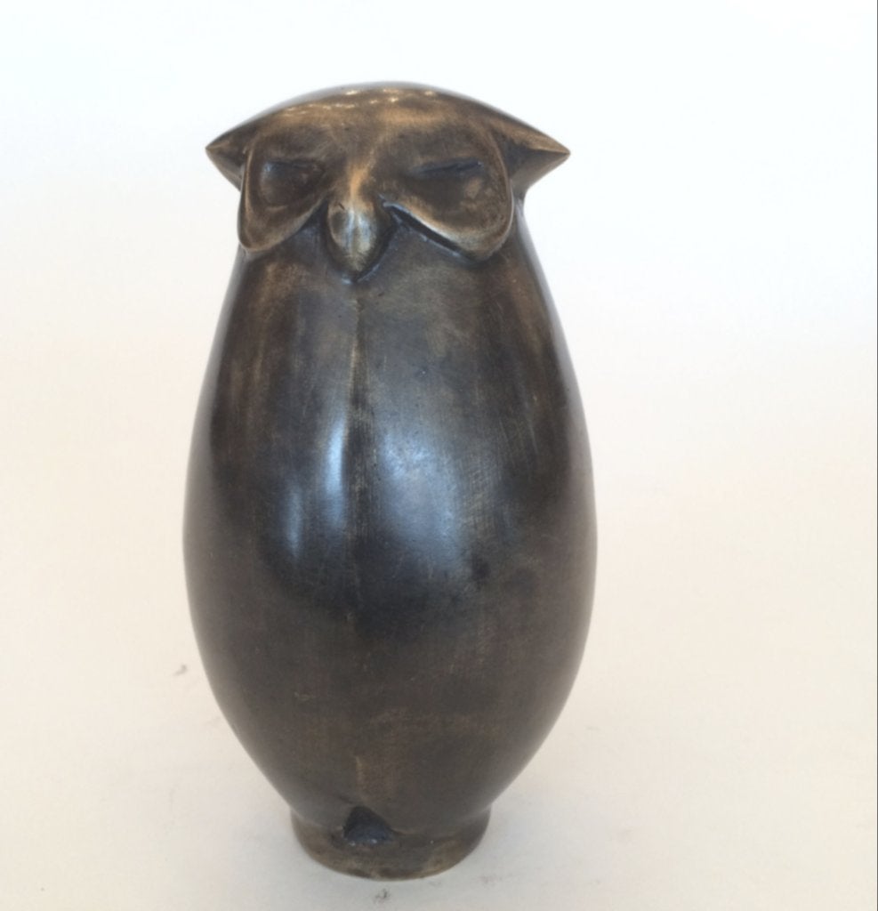 Bolle uil met sokkel echt brons Geschikt voor buiten, Verzenden, Brons, Beeld