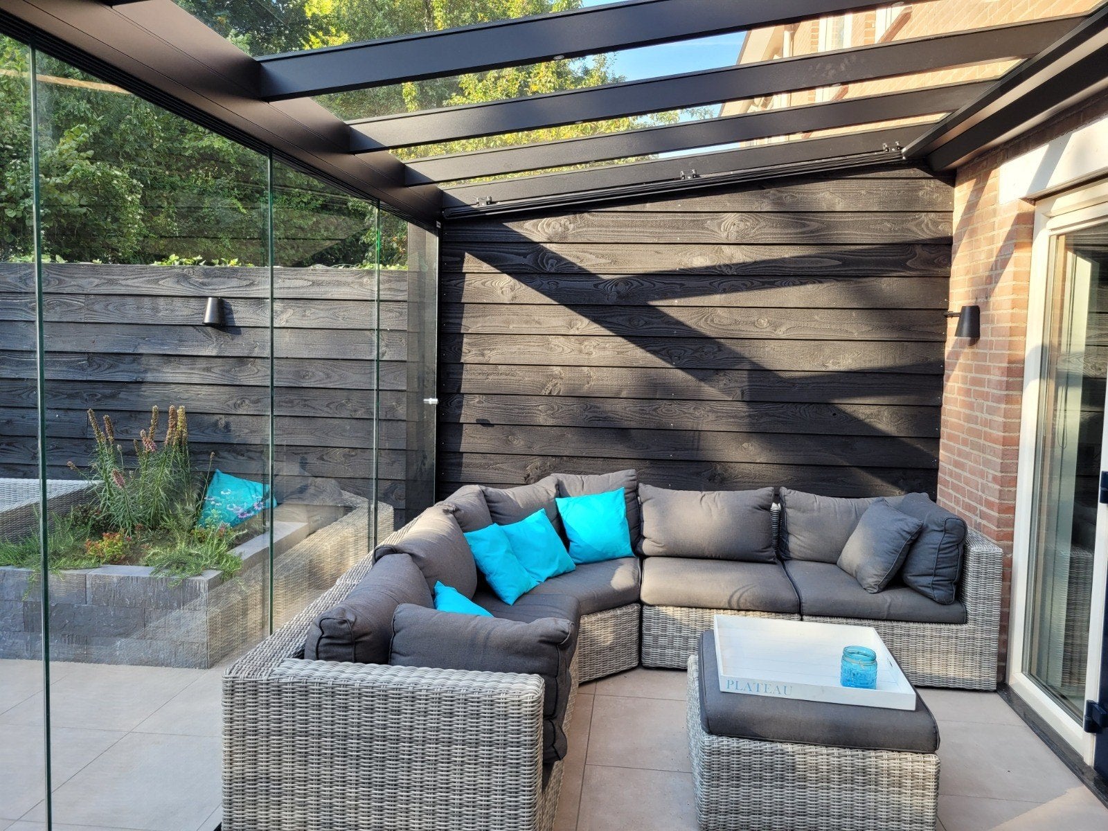 Wicker Loungeset met Hocker en groot dienblad, Ophalen, Wicker, Hocker