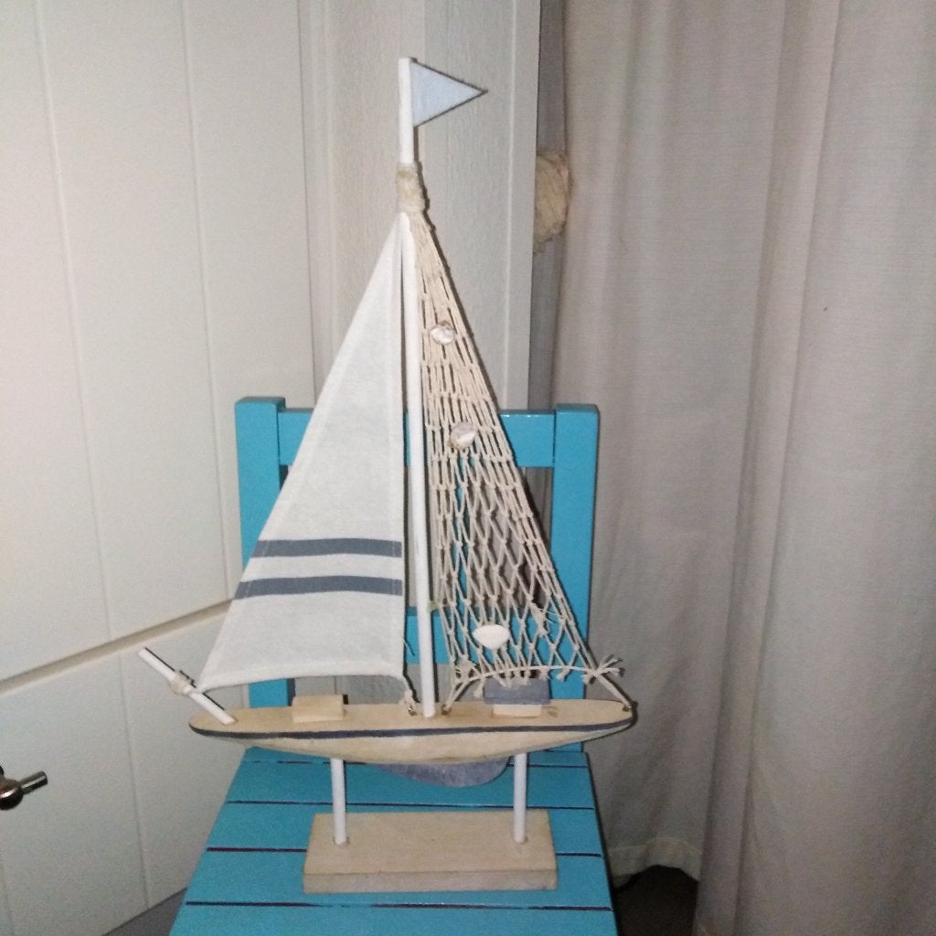 Bootje van hout met zeiltje en schelpennetje, Ophalen, Gebruikt, Overige typen
