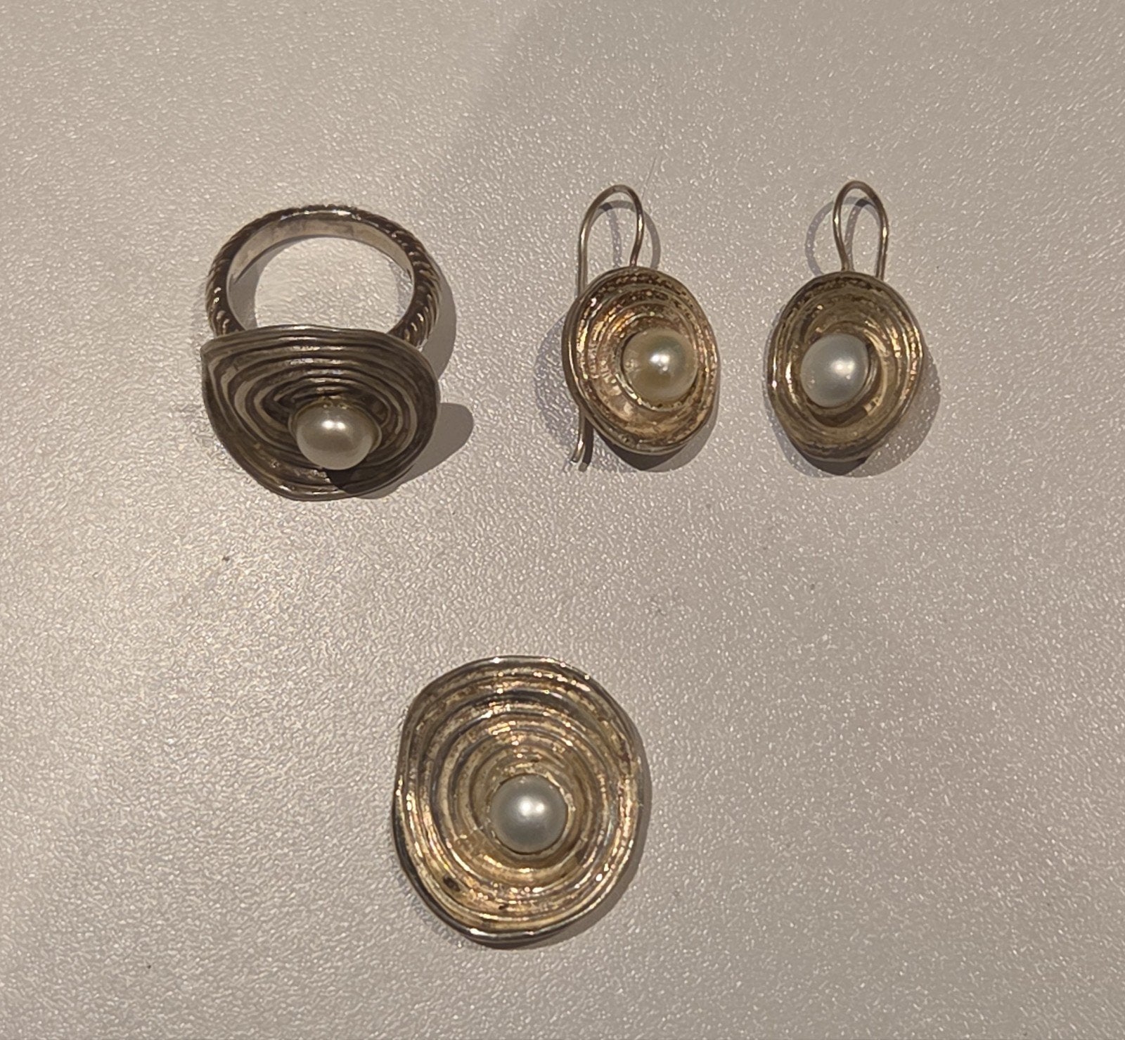 vintage sieraden set ring oorbellen hanger sterling zilver