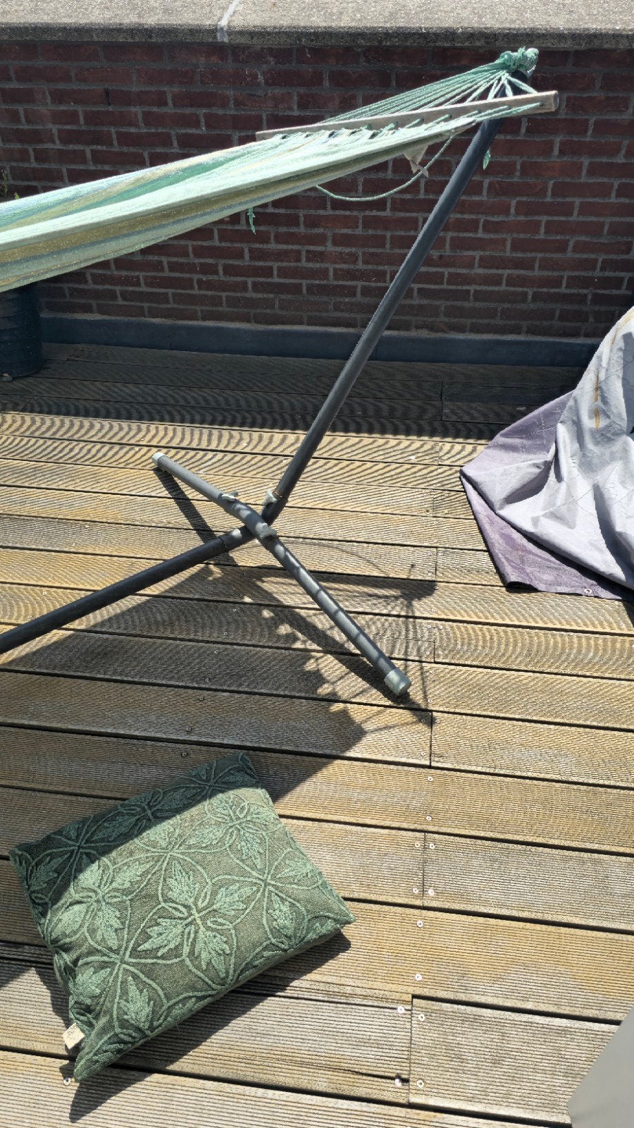 Hangmat met standaard - Gebruikt, makkelijk op te bergen, Ophalen of Verzenden, Gebruikt, Buiten, Met standaard