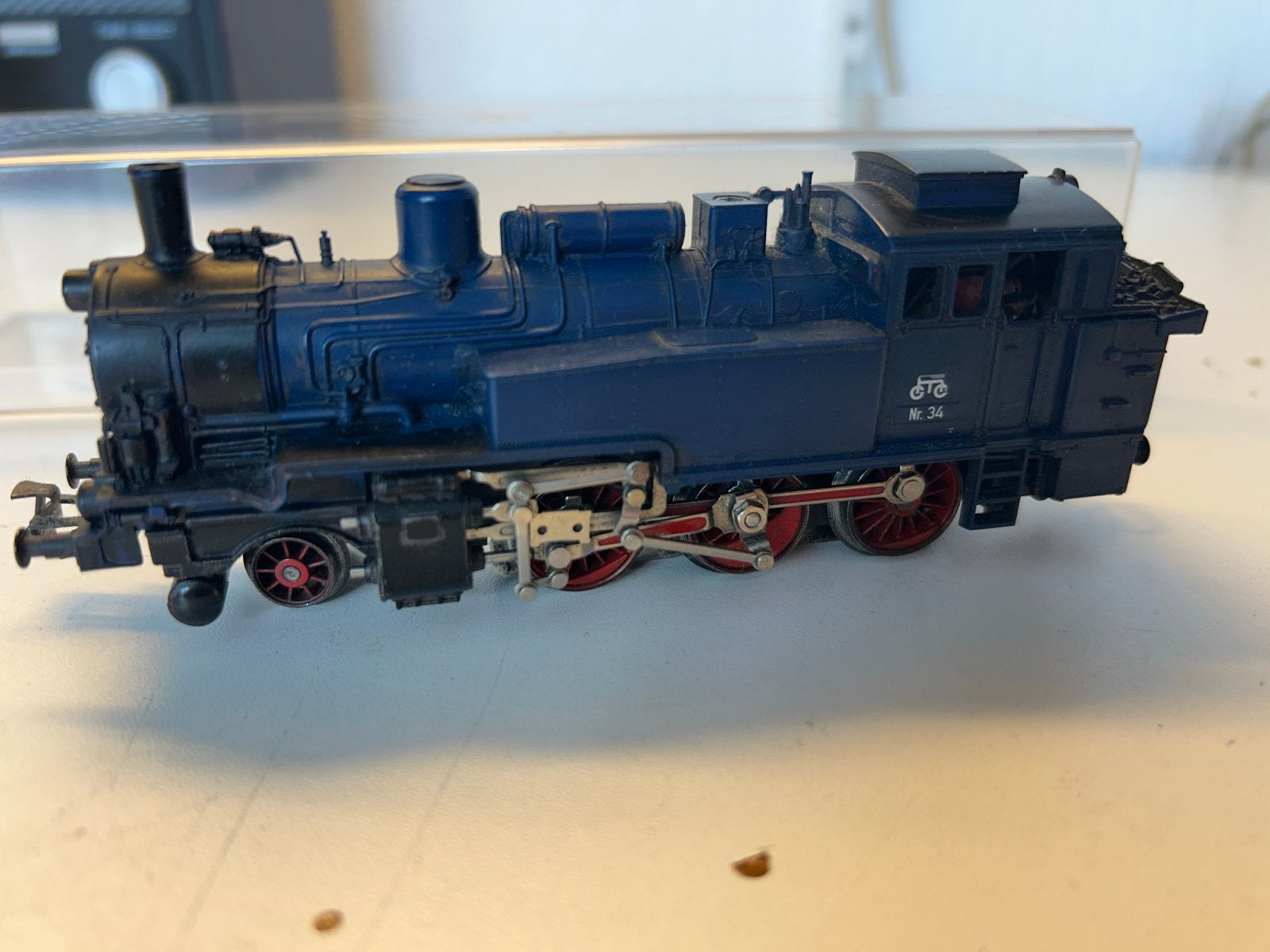 Märklin Locomotief Nr. 34 - Blauw - Gebruikt, Gebruikt, Ophalen of Verzenden, Märklin, Gelijkstroom