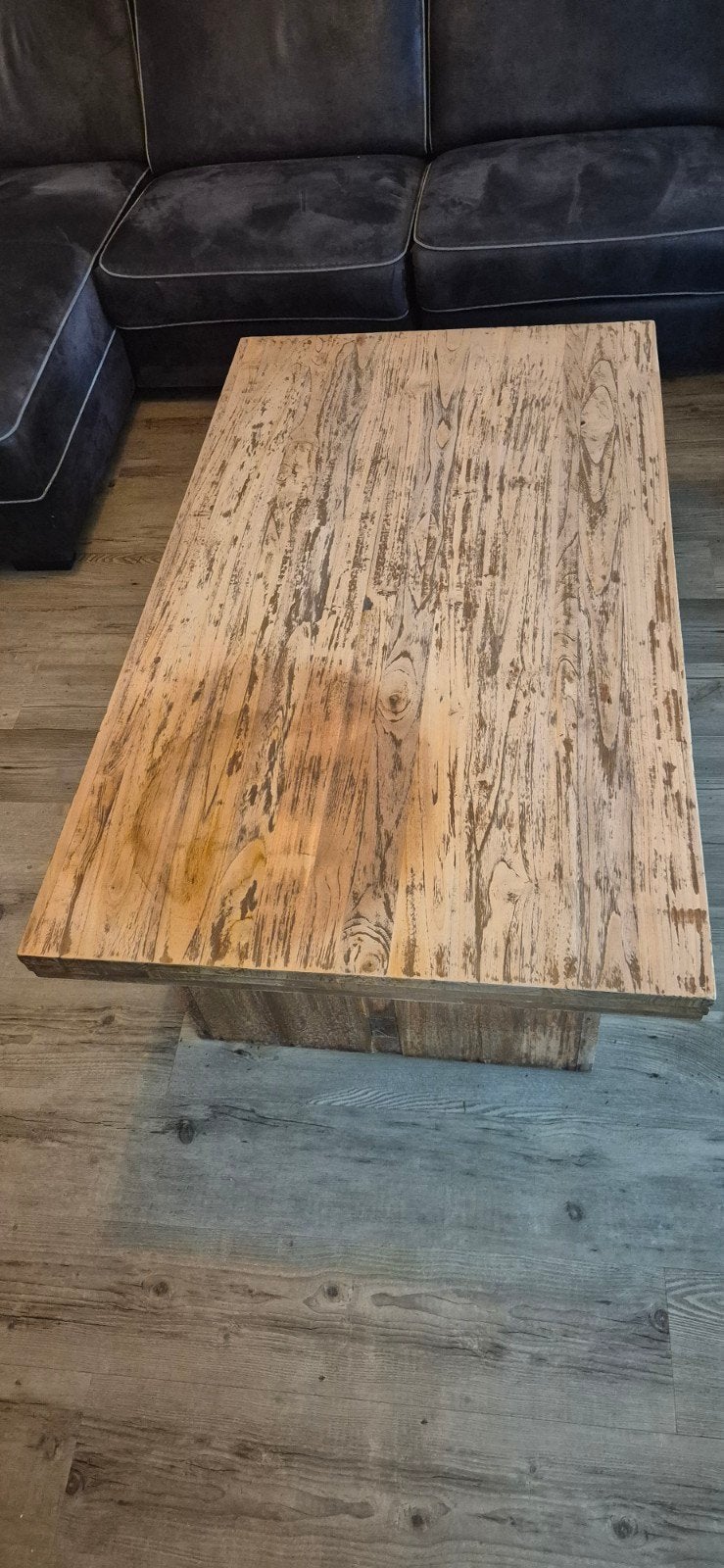 Robuuste houten salontafel, Ophalen, Gebruikt, 100 tot 150 cm, 50 tot 100 cm