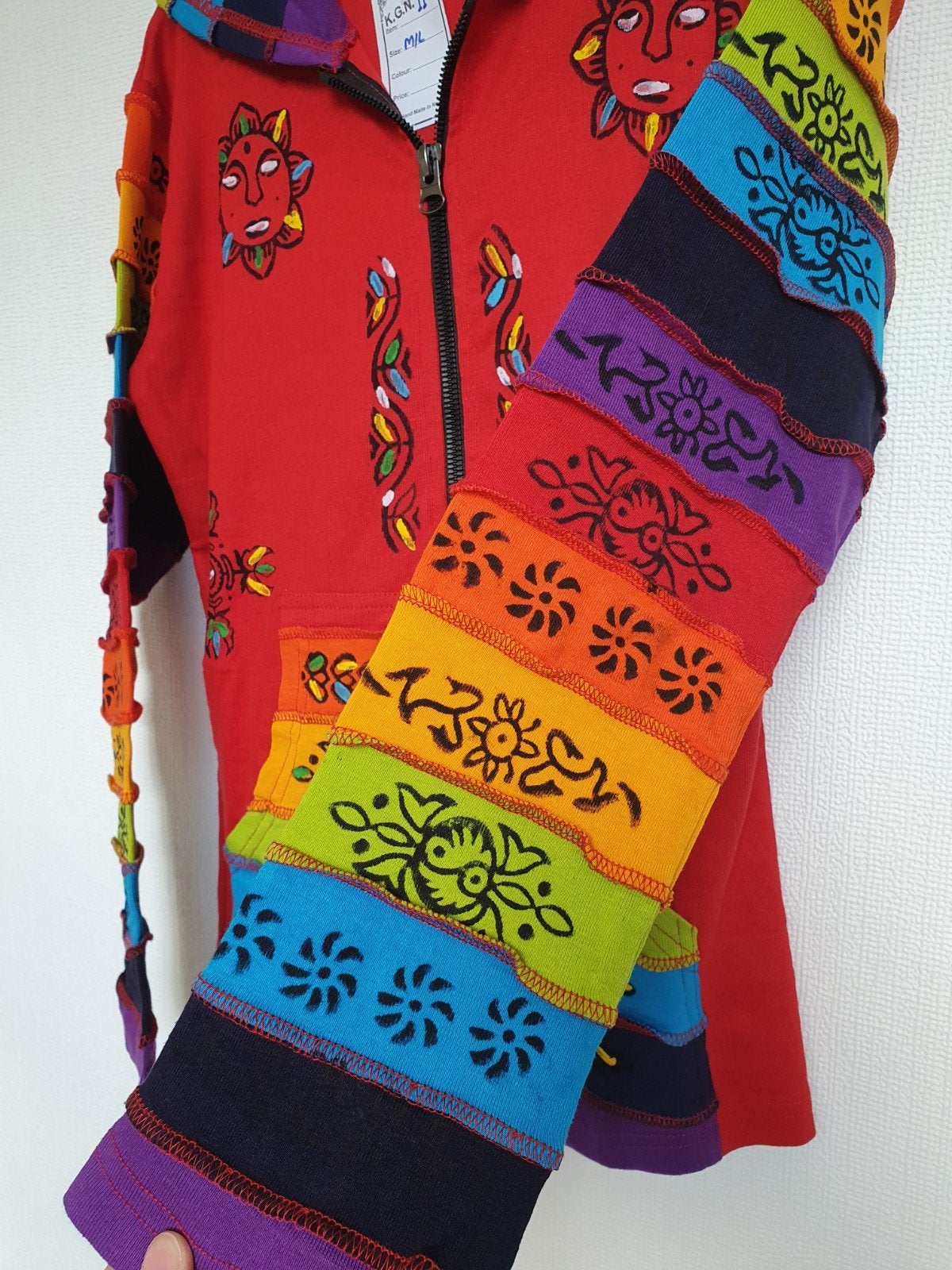 Hippie regenboog vest rood, Ophalen of Verzenden, Nieuw, Maat 38/40 (M), Rood