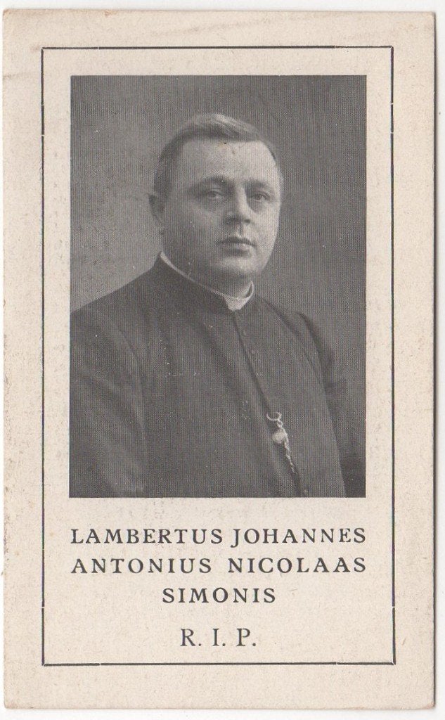 pastoor L.J.A.N. Simonis 1874 Dreumel + 1925 Aalst, 50 jaar, Verzenden